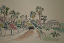 Avenue by the Bay  (Pen & Ink & Watercolor) 1940-50's