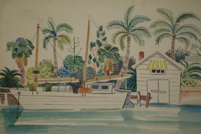 Bayou Sailboat (Watercolor) 1940-50's