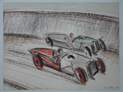 DSC01600.JPG "Racing Cars" Germany 1927 Charcoal & Watercolor 8x10 3:4