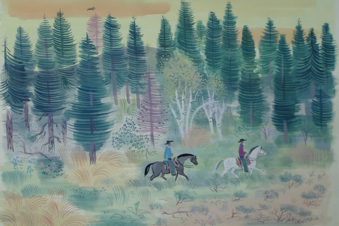 Riders in the Woods (Watercolor) 1957-59
