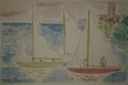 Sailboats Rigging (Pen & Ink & Watercolor) 1950