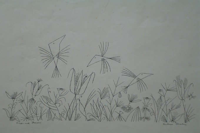 Birds and Flowers (Pen & Ink) 1950's