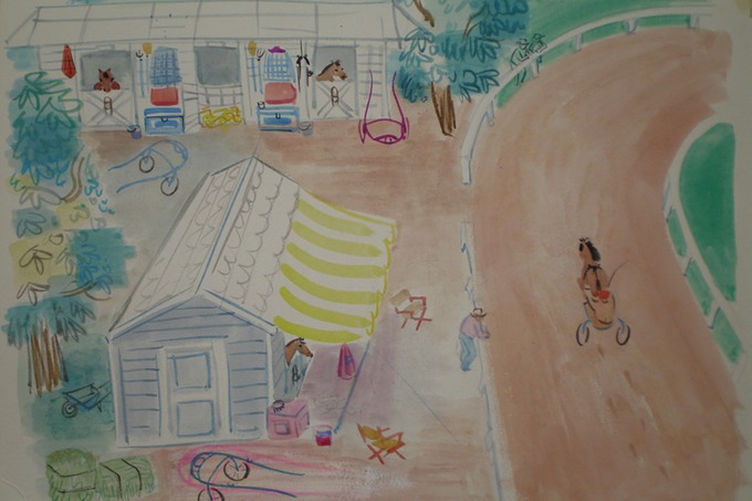 NY Trotter Stable (Watercolor) 1930-40's
