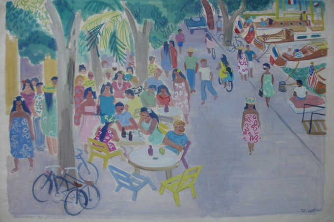 Papeete Yacht Harbor (Watercolor) 1963