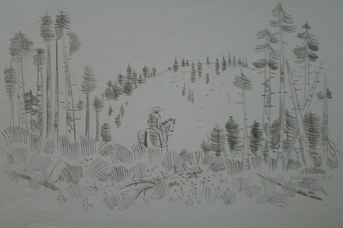 Rider in the Hills (Felt Pen) 1957-59
