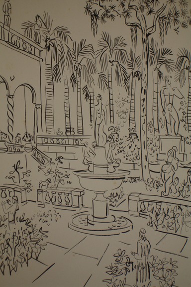 Ringling Museum Courtyard (Pen&Ink) 1940-50's