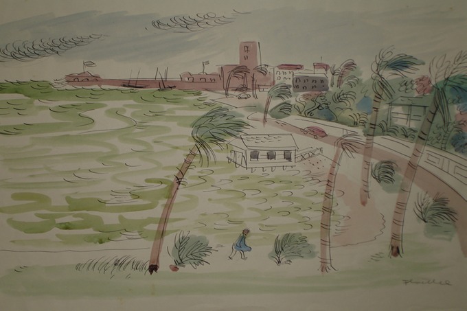 Windy Day on the Bay (Pen & Ink & Watercolor)  1940-50's